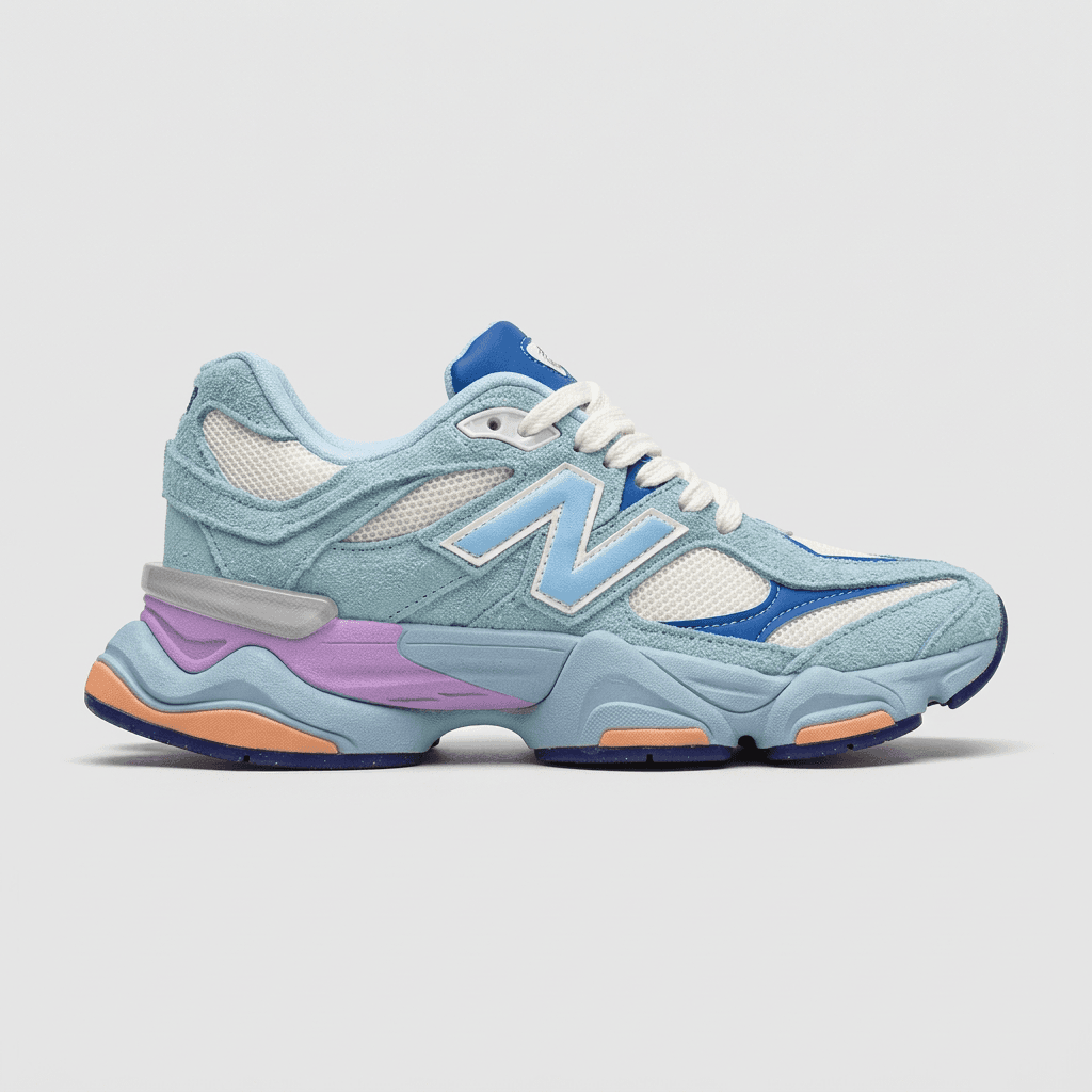 New Balance 9060 | Couro Legítimo — AZUL/ROSA